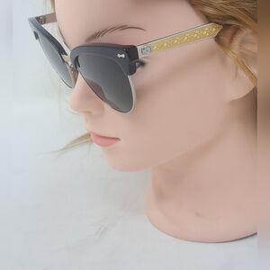 Gucci Womens Sunglasses Damascato Cat Eye Blck Gold Filigram GG 4283/S 55-18-140